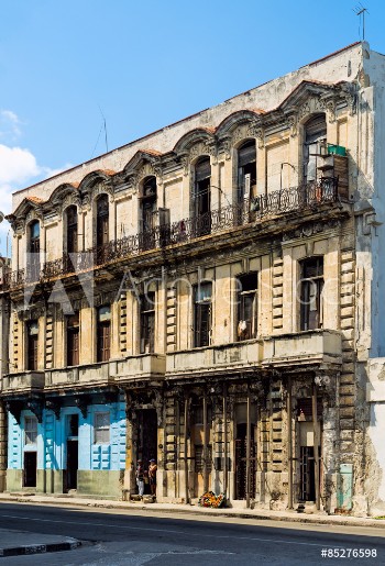 Picture of HAVANA - FEB 13 Two men standing in the doorway of an old building in Havana photographed on February 13 2015